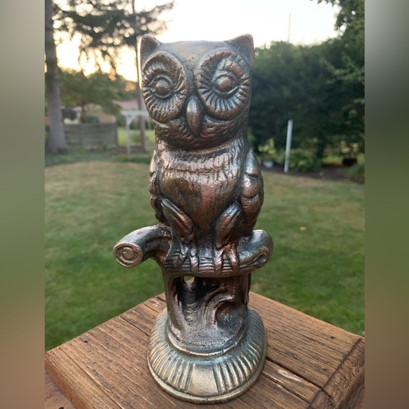 1974 Metal Owl Book End Brass Finish 8 inches - Picture 1 of 4